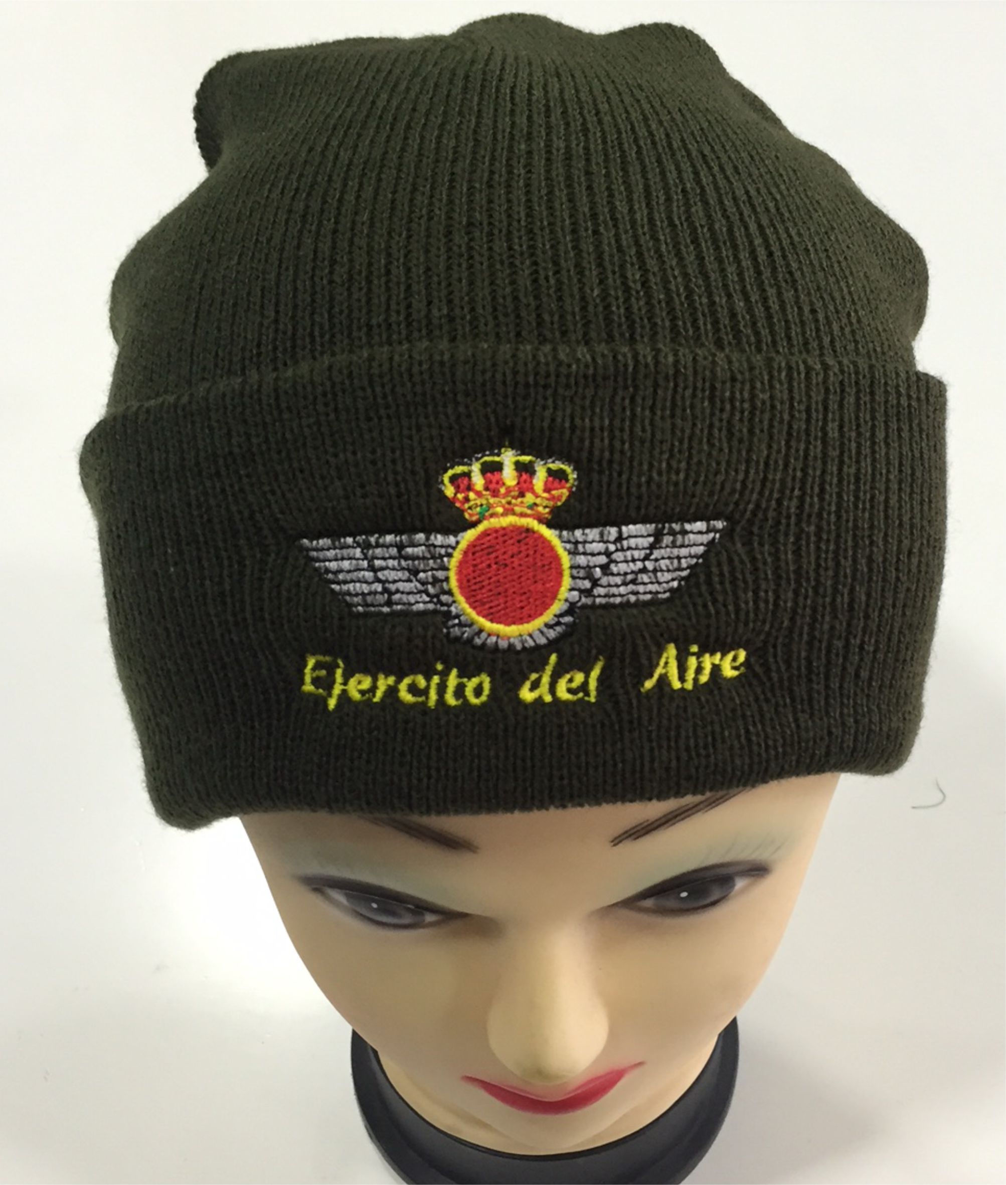 Gorro Lana verde militar bordado Ejército del Aire